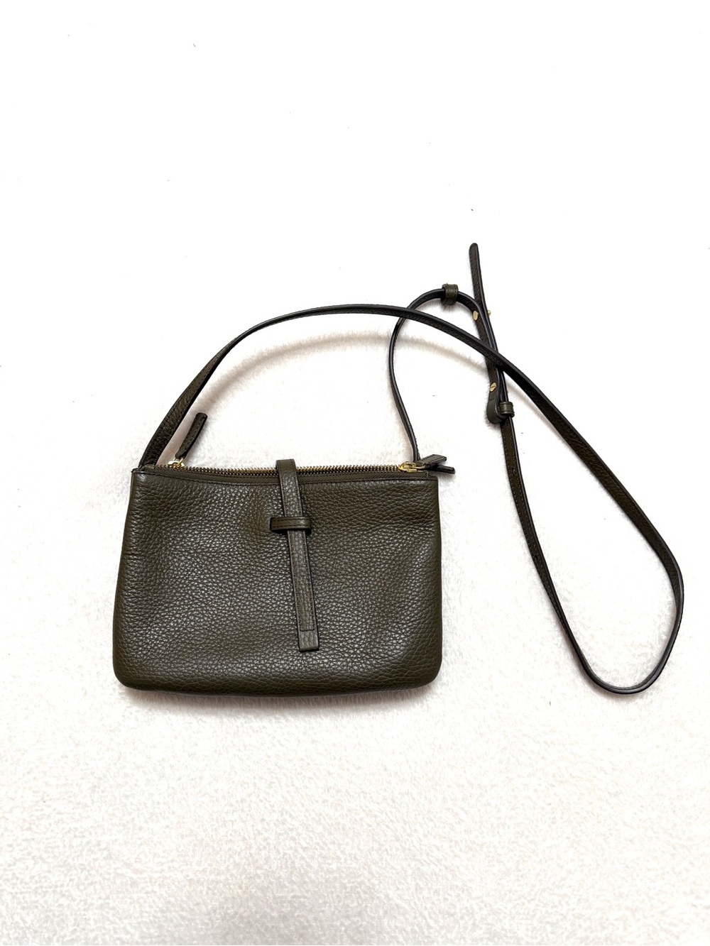 Annabel Ingall Pebbled Leather Crossbody Purse Bag Snap Convertible Zip Top - Picture 2 of 7